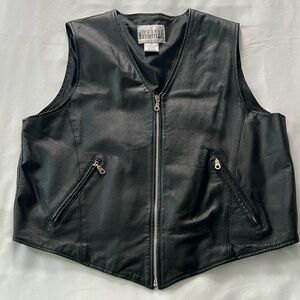 Vintage City Streets Black Leather Vest